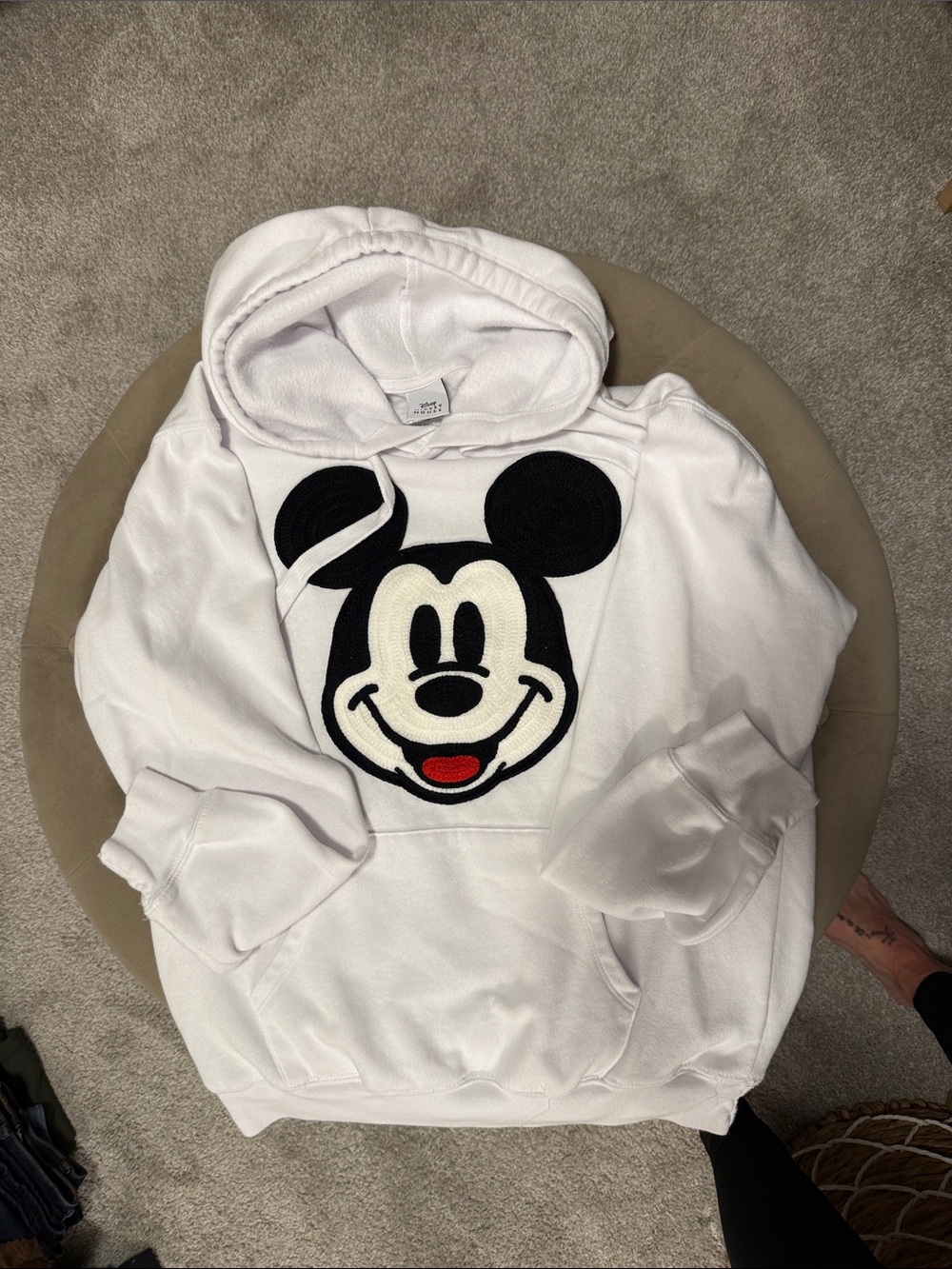 Disney White Hoodie with Black & Red Mickey Graphic